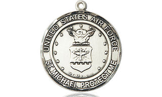 Sterling Silver Air Force St Michael Medal Engraved Catholic Saint Jewelry