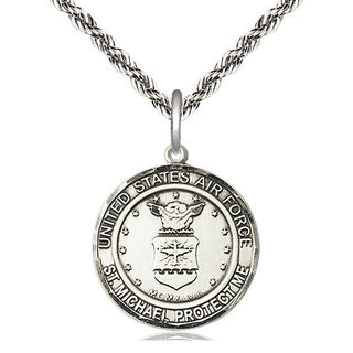 Sterling Silver Air Force St Michael Medal Religious Jewelry Engraved Catholic Saint Jewelry