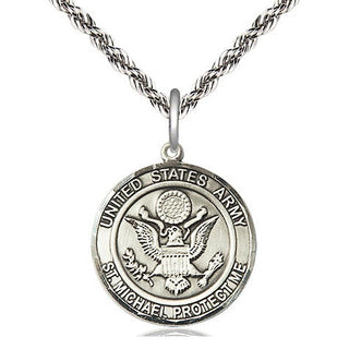 Sterling Silver Army St Michael Medal Religious Jewelry Engraved Catholic Saint Jewelry