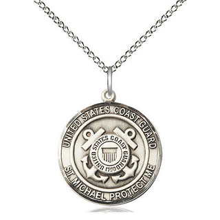 Sterling Silver Coast Guard St Michael Medal Religious Jewelry Engraved Catholic Saint Jewelry