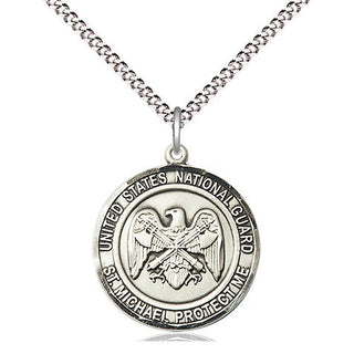 Sterling Silver National Guard St Michael Medal Religious Jewelry Engraved Catholic Saint Jewelry