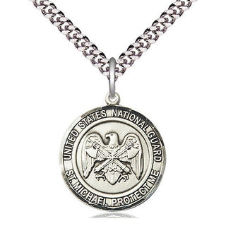 Sterling Silver National Guard St Michael Medal Religious Jewelry Engraved Catholic Saint Jewelry