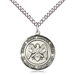 Sterling Silver National Guard St Michael Medal Religious Jewelry Engraved Catholic Saint Jewelry