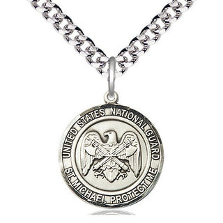 Sterling Silver National Guard St Michael Medal Religious Jewelry Engraved Catholic Saint Jewelry