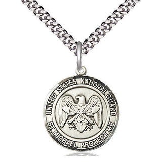 Sterling Silver National Guard St Michael Medal Religious Jewelry Engraved Catholic Saint Jewelry