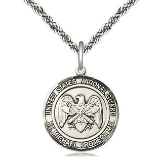 Sterling Silver National Guard St Michael Medal Religious Jewelry Engraved Catholic Saint Jewelry