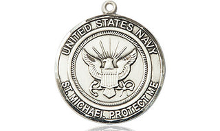 Sterling Silver Navy St Michael Medal Engraved Catholic Saint Jewelry