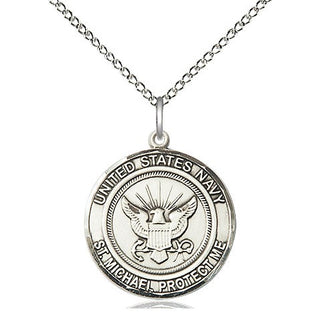 Sterling Silver Navy St Michael Medal Religious Jewelry Engraved Catholic Saint Jewelry