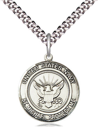 Sterling Silver Navy St Michael Medal Religious Jewelry Engraved Catholic Saint Jewelry