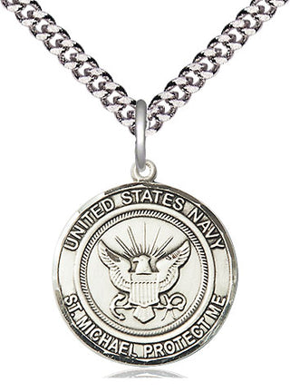 Sterling Silver Navy St Michael Medal Religious Jewelry Engraved Catholic Saint Jewelry