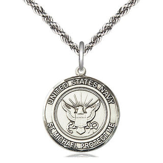 Sterling Silver Navy St Michael Medal Religious Jewelry Engraved Catholic Saint Jewelry