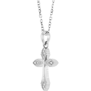 14K White Vintage-Inspired Cross 16-18" Necklace