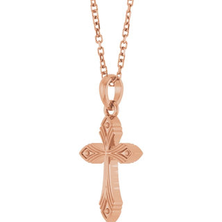 14K Rose Vintage-Inspired Cross 16-18" Necklace