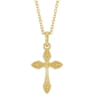 14K Yellow Vintage-Inspired Cross 16-18" Necklace