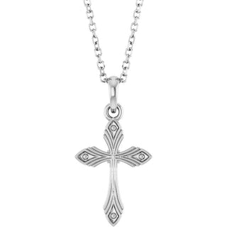Platinum Vintage-Inspired Cross 16-18" Necklace