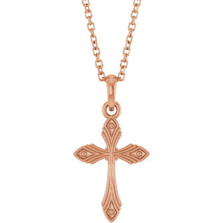 14K Rose Vintage-Inspired Cross 16-18" Necklace