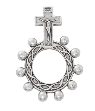 Blue Wood Silver Oxidized Rosary