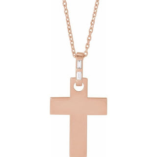 14K Rose .03 CTW Natural Diamond Cross 16-18" Necklace Mounting
