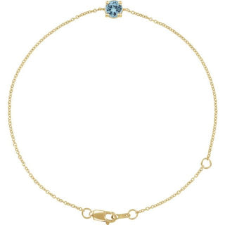 14K Yellow Natural Aquamarine  6 1/2-7-1/2" Bracelet
