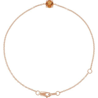 14K Rose Natural Citrine  6 1/2-7-1/2" Bracelet