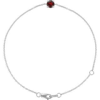 Sterling Silver Natural Mozambique Garnet  6 1/2-7-1/2" Bracelet