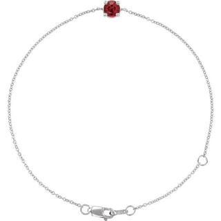 14K White Natural Ruby  6 1/2-7-1/2" Bracelet
