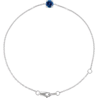 Sterling Silver Lab-Grown Blue Sapphire  6 1/2-7-1/2" Bracelet