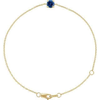 14K Yellow Natural Blue Sapphire  6 1/2-7-1/2" Bracelet