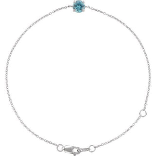 14K White Natural Blue Zircon  6 1/2-7-1/2" Bracelet