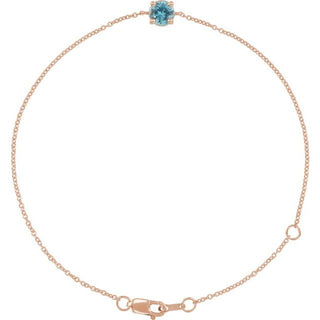 14K Rose Natural Blue Zircon  6 1/2-7-1/2" Bracelet