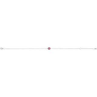 14K White Natural Pink Tourmaline  6 1/2-7-1/2" Bracelet