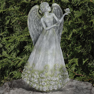 19.5-Inch Rose Angel With Dove Garden Statue