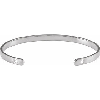 14K White Engravable Heart Pierced Cuff 7" Bracelet