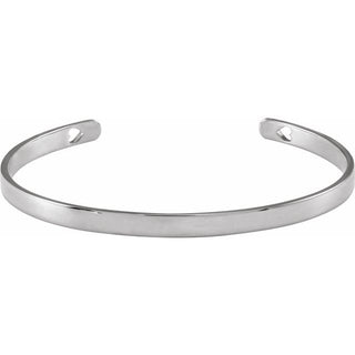 14K White Engravable Heart Pierced Cuff 7" Bracelet