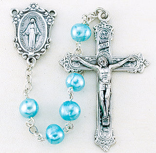 6MM Light Blue Freshwater Pearl Rosary