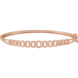 14K Rose 5.8 mm Chain Link Bangle 7" Bracelet