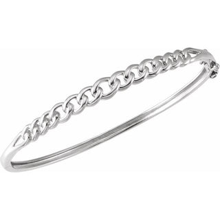 14K White 5.8 mm Chain Link Bangle 7" Bracelet