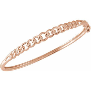 14K Rose 5.8 mm Chain Link Bangle 7" Bracelet