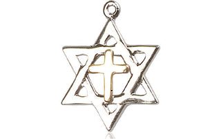 Two-Tone GF/SS Star of David Medal Religious Jewelry