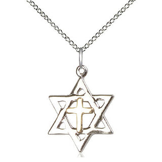 Two-Tone GF/SS Star of David Medal Religious Jewelry