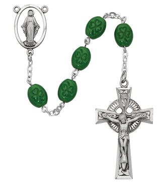 Sterling Silver 6X8MM Oval Shamrock Rosary