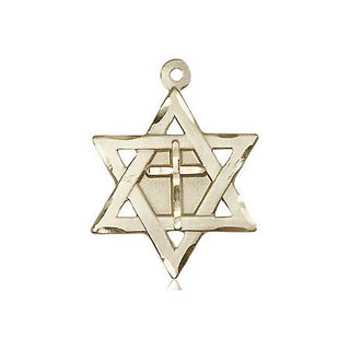 14kt Gold Filled Star of David with Cross Medal