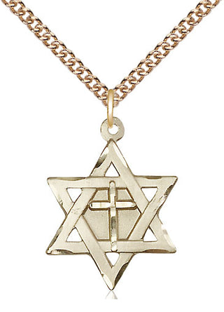 14kt Gold Star of David with Cross Medal