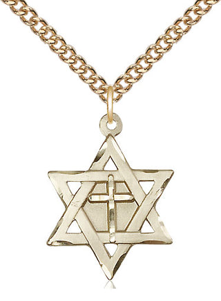 14kt Gold Star of David with Cross Medal