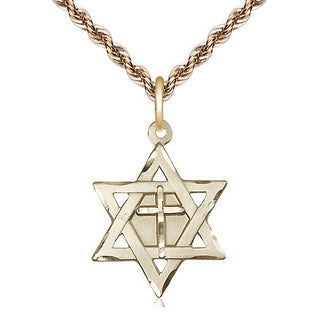 14kt Gold Star of David with Cross Medal