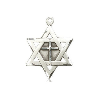 Sterling Silver Star of David with Cross Medal Catholic Jewelry
