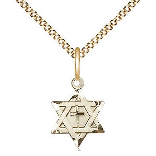 14kt Gold Filled Star of David with Cross Medal Religious and Catholic Jewelry