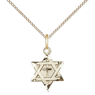 14kt Gold Star of David with Cross Medal