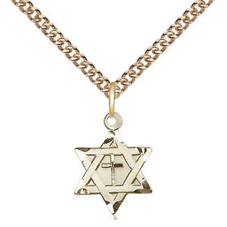 14kt Gold Star of David with Cross Medal
