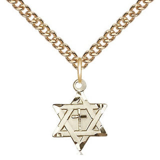 14kt Gold Star of David with Cross Medal
